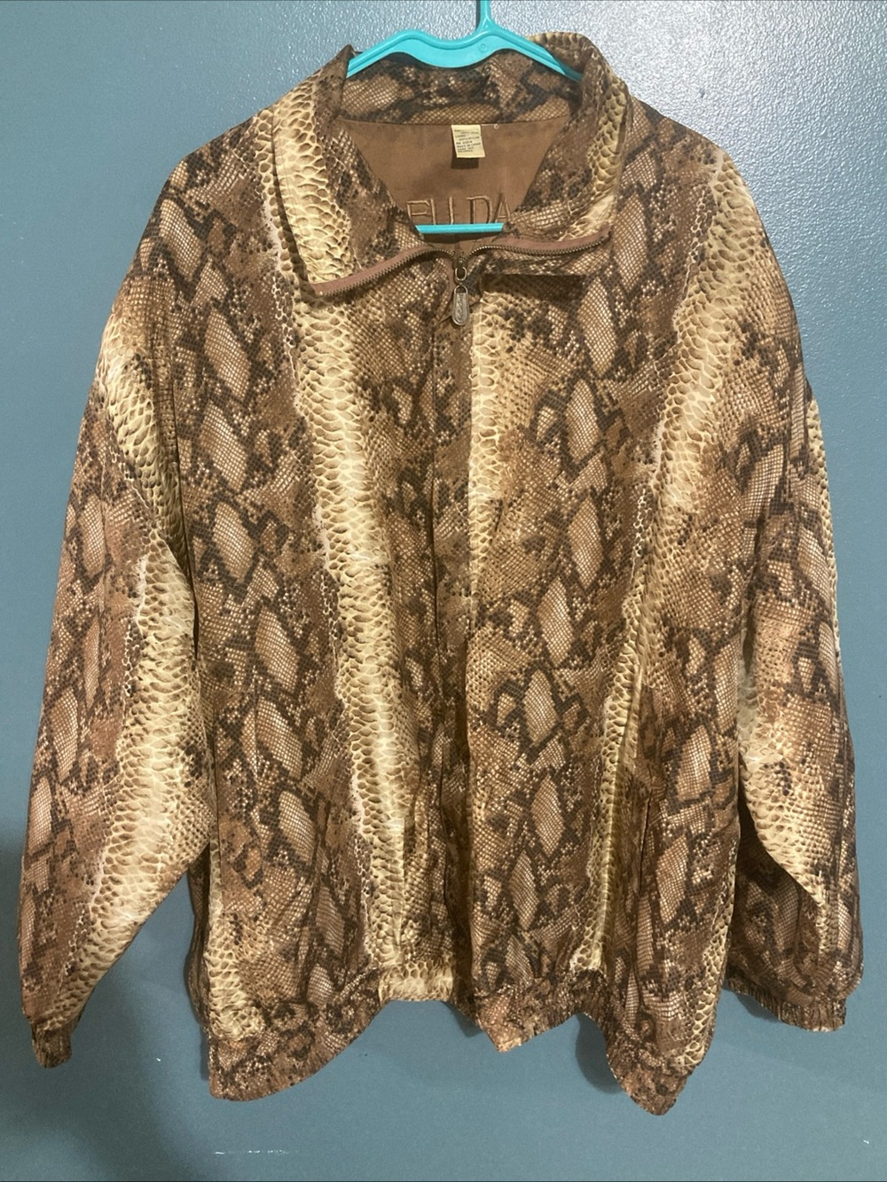 Fuda International Snake-Print Brown Bomber Jacket